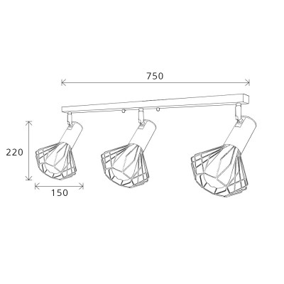 Світильник лофт MSK Electric Diadem настінно-стельовий NL 22151-3 CR хром Світильник лофт MSK Electric Diadem настінно-стельовий NL 22151-3 CR хром