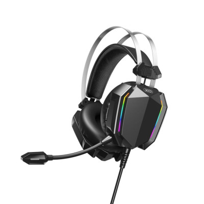Игровые наушники с микрофоном XO GE-07 Static и RGB Long mic USB/Dual 3.5mm 2.2 м Black (33147_2955877)