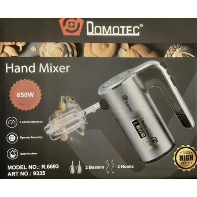 Миксер ручной Domotec R-6693 5 скоростей 650W Миксер ручной Domotec R-6693 5 скоростей 650W