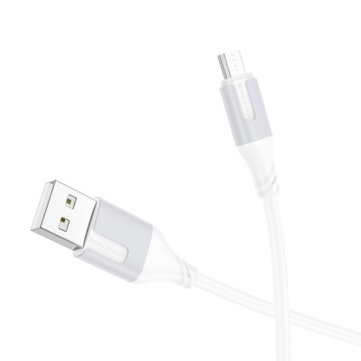 Кабель для заряджання USB Borofone BX101 Creator USB-MicroUSB 2.4A 1 м Білий Кабель для заряджання USB Borofone BX101 Creator USB-MicroUSB 2.4A 1 м Білий