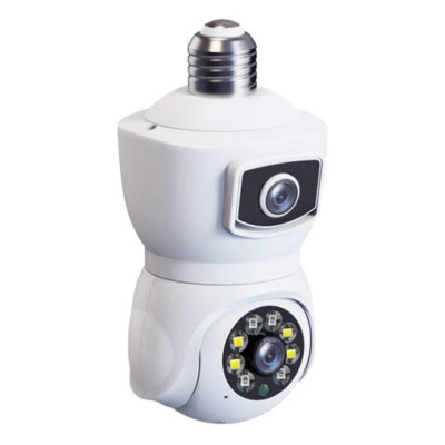 IP камера видеонаблюдения в патрон RIAS V380-E27 (v380 APP) Wi-Fi 2 объектива 2MP+2MP White