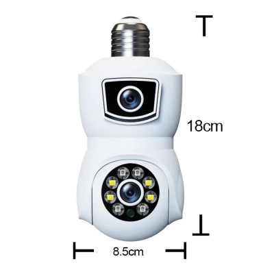 IP камера видеонаблюдения в патрон RIAS V380-E27 (v380 APP) Wi-Fi 2 объектива 2MP+2MP White IP камера видеонаблюдения в патрон RIAS V380-E27 (v380 APP) Wi-Fi 2 объектива 2MP+2MP White