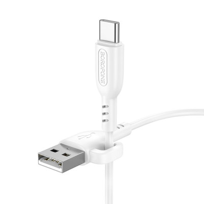 Кабель для зарядки с крючком USB Borofone BX91 USB-Type C 3A 1 м White Кабель для зарядки с крючком USB Borofone BX91 USB-Type C 3A 1 м White