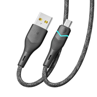 Кабель для заряджання USB Ridea RC-RL15 RGB Light USB-MicroUSB 60W 20V/3A 1.2 м Чорний Кабель для заряджання USB Ridea RC-RL15 RGB Light USB-MicroUSB 60W 20V/3A 1.2 м Чорний