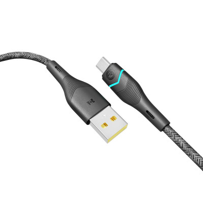 Кабель для заряджання USB Ridea RC-RL15 RGB Light USB-MicroUSB 60W 20V/3A 1.2 м Чорний Кабель для заряджання USB Ridea RC-RL15 RGB Light USB-MicroUSB 60W 20V/3A 1.2 м Чорний