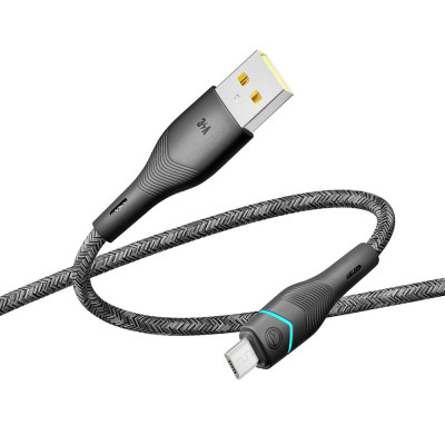 Кабель для заряджання USB Ridea RC-RL15 RGB Light USB-MicroUSB 60W 20V/3A 1.2 м Чорний Кабель для заряджання USB Ridea RC-RL15 RGB Light USB-MicroUSB 60W 20V/3A 1.2 м Чорний