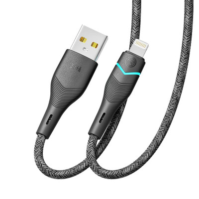 Кабель для заряджання USB Ridea RC-RL15 RGB Light USB-Lightning 12W 1.2 м Чорний Кабель для заряджання USB Ridea RC-RL15 RGB Light USB-Lightning 12W 1.2 м Чорний