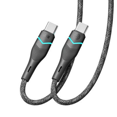 Кабель для зарядки USB Ridea RC-RL15 RGB Light Type-C to Type-C 60W 20V/3A 1.2 м Черный Кабель для зарядки USB Ridea RC-RL15 RGB Light Type-C to Type-C 60W 20V/3A 1.2 м Черный