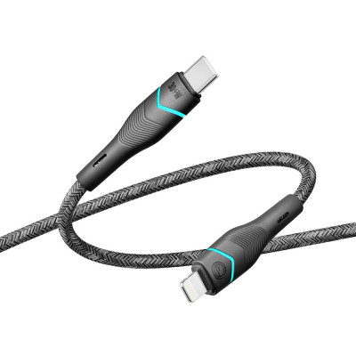 Кабель для заряджання USB Ridea RC-RL15 RGB Light Type-C to Lightning 30W 10V/3A 1.2 м Чорний Кабель для заряджання USB Ridea RC-RL15 RGB Light Type-C to Lightning 30W 10V/3A 1.2 м Чорний