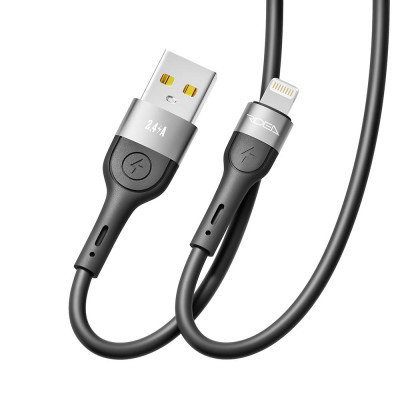 Кабель для заряджання USB Ridea RC-XS51 X-Silicone USB-Lightning 12W 5V/2.4A 1.2 м Чорний Кабель для заряджання USB Ridea RC-XS51 X-Silicone USB-Lightning 12W 5V/2.4A 1.2 м Чорний