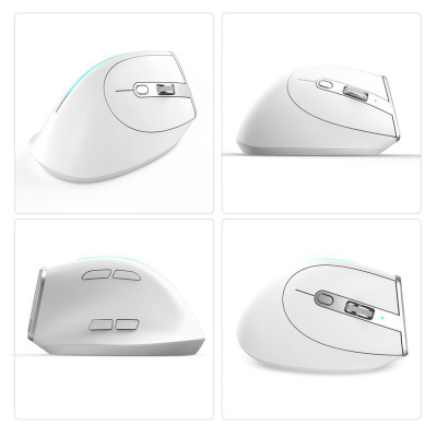 Вертикальна миша бездротова Zelotes F-36 з акумулятором та RGB підсвічуванням 2,4G+Bluetooth White Вертикальна миша бездротова Zelotes F-36 з акумулятором та RGB підсвічуванням 2,4G+Bluetooth White
