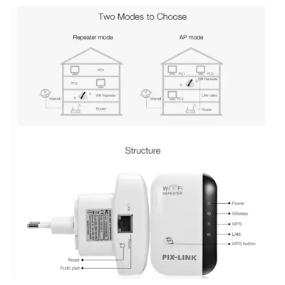 Ретранслятор репітер підсилювач сигналу Wi-Fi Pix-Link LV-WR03 White (16170-hbr) Ретранслятор репітер підсилювач сигналу Wi-Fi Pix-Link LV-WR03 White (16170-hbr)