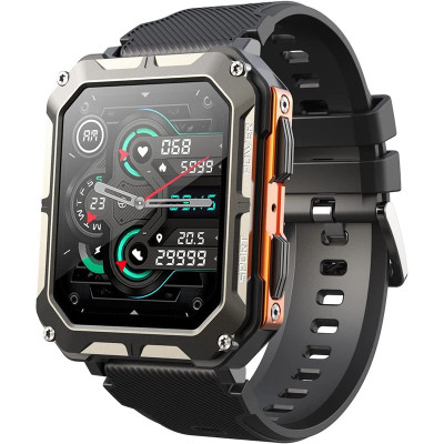 Смарт-часы Lemfo C20 Pro силиконовый ремешок Black Orange (16354-hbr)