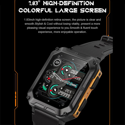 Смарт-часы Lemfo C20 Pro силиконовый ремешок Black Orange (16354-hbr)