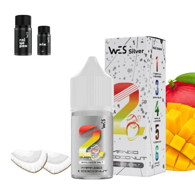 Набір для самозамішування на сольовому нікотині WES Silver 30 мл 0-65 мг Mango Coconut Манго з кокосом (16388-hbr)