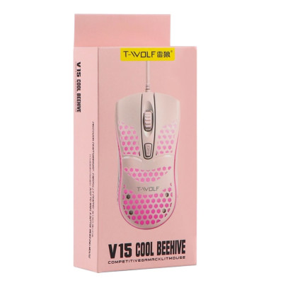 Комп'ютерна миша T-Wolf V15 RGB LED 1600 DPI Pink Комп'ютерна миша T-Wolf V15 RGB LED 1600 DPI Pink