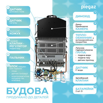 Газовый проточный водонагреватель Piegaz Hermes Silver Газовый проточный водонагреватель Piegaz Hermes Silver