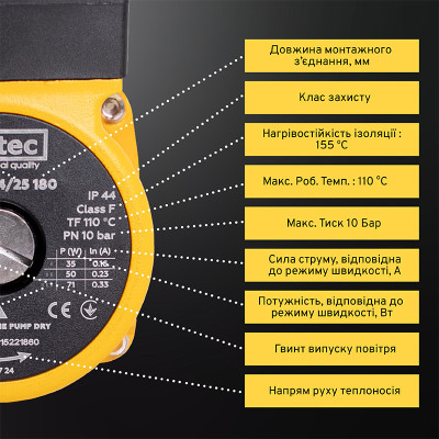 Насос циркуляційний Mytec OTP 4/25S 180 Насос циркуляційний Mytec OTP 4/25S 180