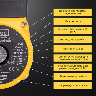Насос циркуляційний Mytec OTP 6/25S 180 Насос циркуляційний Mytec OTP 6/25S 180