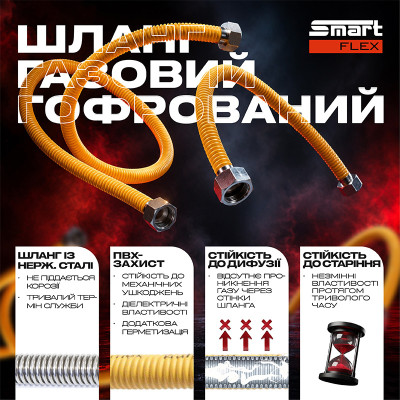 Шланг газовый гофрированный SmartFlex ВВ 3/4” 60 см Шланг газовый гофрированный SmartFlex ВВ 3/4” 60 см