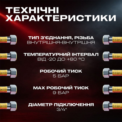 Шланг газовый гофрированный SmartFlex ВВ 3/4” 60 см Шланг газовый гофрированный SmartFlex ВВ 3/4” 60 см