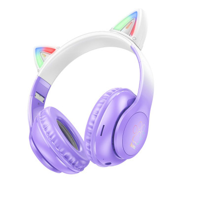 Наушники Hoco W42 Cat Ears 400 мАч BT TF AUX Violet (31744_2908603)