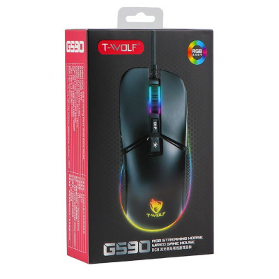 Компьютерная проводная мышь игровая T-Wolf G590 RGB 1.5 м DPI 7200 Black Компьютерная проводная мышь игровая T-Wolf G590 RGB 1.5 м DPI 7200 Black