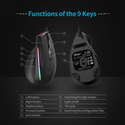 Миша провідна Zelotes T-50 RGB Миша провідна Zelotes T-50 RGB