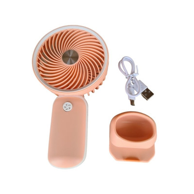 Вентилятор ручной аккумуляторный с подставкой для телефона Mini Fan HX09-1 Персиковый с белым Вентилятор ручной аккумуляторный с подставкой для телефона Mini Fan HX09-1 Персиковый с белым