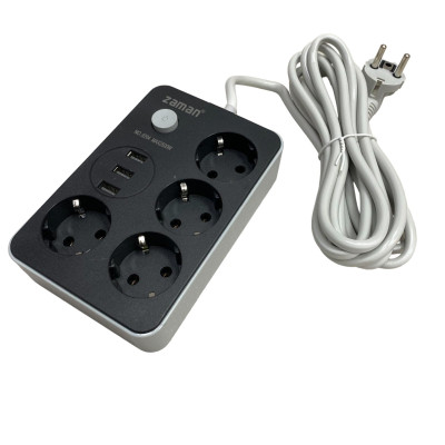 Удлинитель 3 м на 4 розетки и 3 USB Stenson R95598