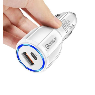 Автомобільний зарядний пристрій No Brand CWa USB - Type-C QC 3.0 White (Н051038) Автомобільний зарядний пристрій No Brand CWa USB - Type-C QC 3.0 White (Н051038)
