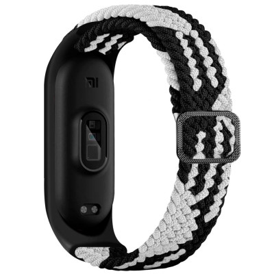 Плетеный ремешок Elastic Adjustment Xiaomi Mi Band 7/6/5/4/3 Black/White