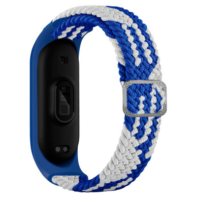 Плетеный ремешок Elastic Adjustment Xiaomi Mi Band 7/6/5/4/3 Blue/White