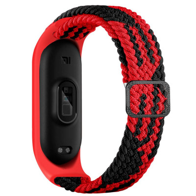 Плетеный ремешок Elastic Adjustment Xiaomi Mi Band 7/6/5/4/3 Red/Black