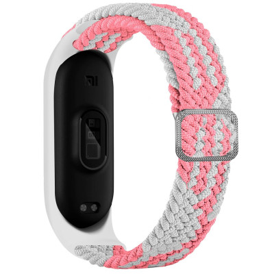 Плетеный ремешок Elastic Adjustment Xiaomi Mi Band 7/6/5/4/3 White/Pink