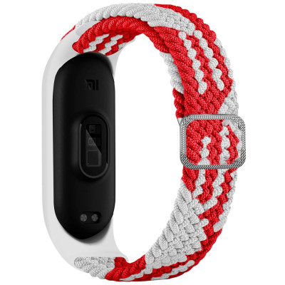 Плетеный ремешок Elastic Adjustment Xiaomi Mi Band 7/6/5/4/3 White/Red
