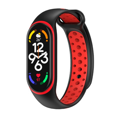 Силіконовий ремінець SPORT Xiaomi Mi Band 7/6/5 Black/Red