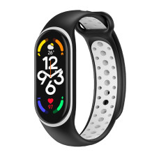 Силіконовий ремінець SPORT Xiaomi Mi Band 7/6/5 Black/White