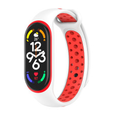 Силіконовий ремінець SPORT Xiaomi Mi Band 7/6/5 White/Red