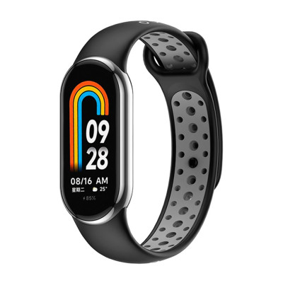 Силіконовий ремінець SPORT Xiaomi Mi Band 8 Black/Grey