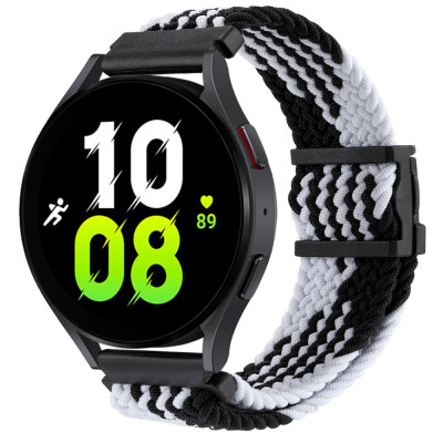 Нейлоновий ремінець Universal 22 mm Elastic Adjustment Samsung/Amazfit/Huawei Black/White