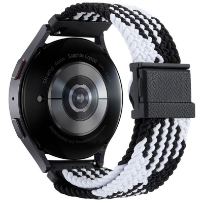 Нейлоновий ремінець Universal 22 mm Elastic Adjustment Samsung/Amazfit/Huawei Black/White