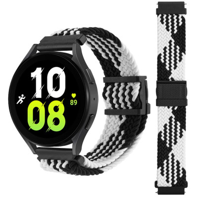 Нейлоновий ремінець Universal 22 mm Elastic Adjustment Samsung/Amazfit/Huawei Black/White