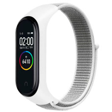 Ремешок на липучке для фитнес-браслета Universal Nylon Xiaomi Mi Band 7/6/5/4/3 White/Gray