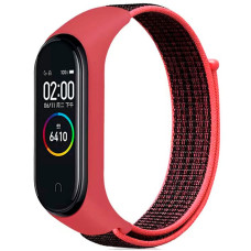 Ремешок на липучке для фитнес-браслета Universal Nylon Xiaomi Mi Band 7/6/5/4/3 Rose Red