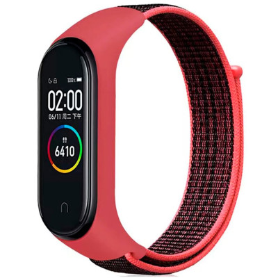 Ремінець на липучці для фітнес-браслету Universal Nylon Xiaomi Mi Band 7/6/5/4/3 Rose Red
