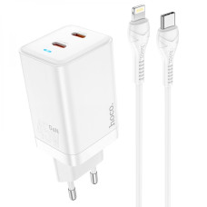 Зарядний пристрій Hoco N23 GAN Starlight PD45W Type-C to Lightning White (33285-01_616)