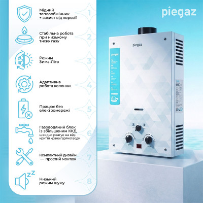 Газовый проточный водонагреватель Piegaz Afrodyta Grey Geometry Газовый проточный водонагреватель Piegaz Afrodyta Grey Geometry