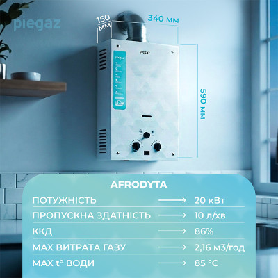 Газовый проточный водонагреватель Piegaz Afrodyta Grey Geometry Газовый проточный водонагреватель Piegaz Afrodyta Grey Geometry