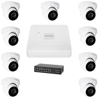 Комплект видеонаблюдения на 9 камер GreenVision GV-IP-K-W77/09 5MP